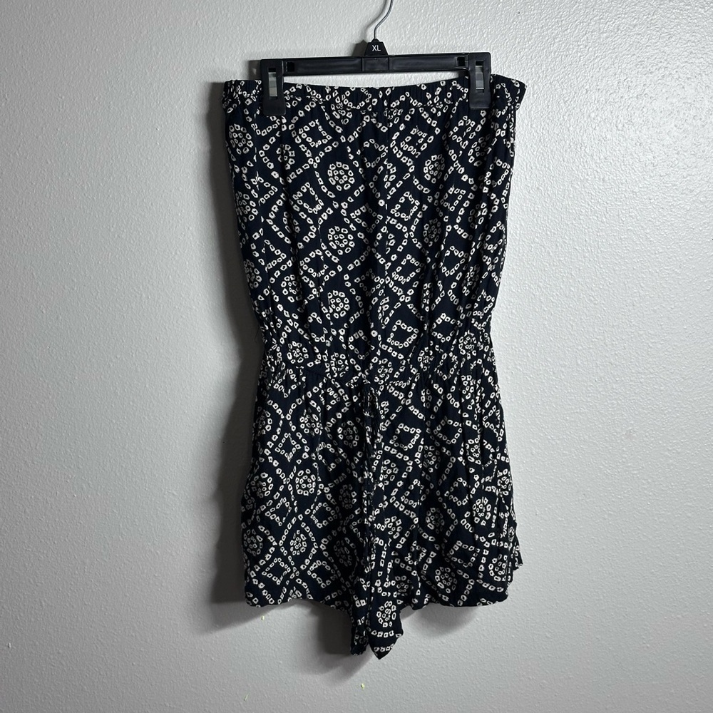 Angie Women Strapless Summer Black Print‎ Romper size S.